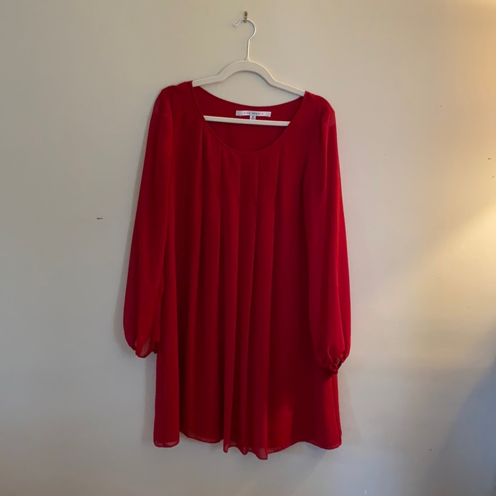 Max Studio pleated red dress